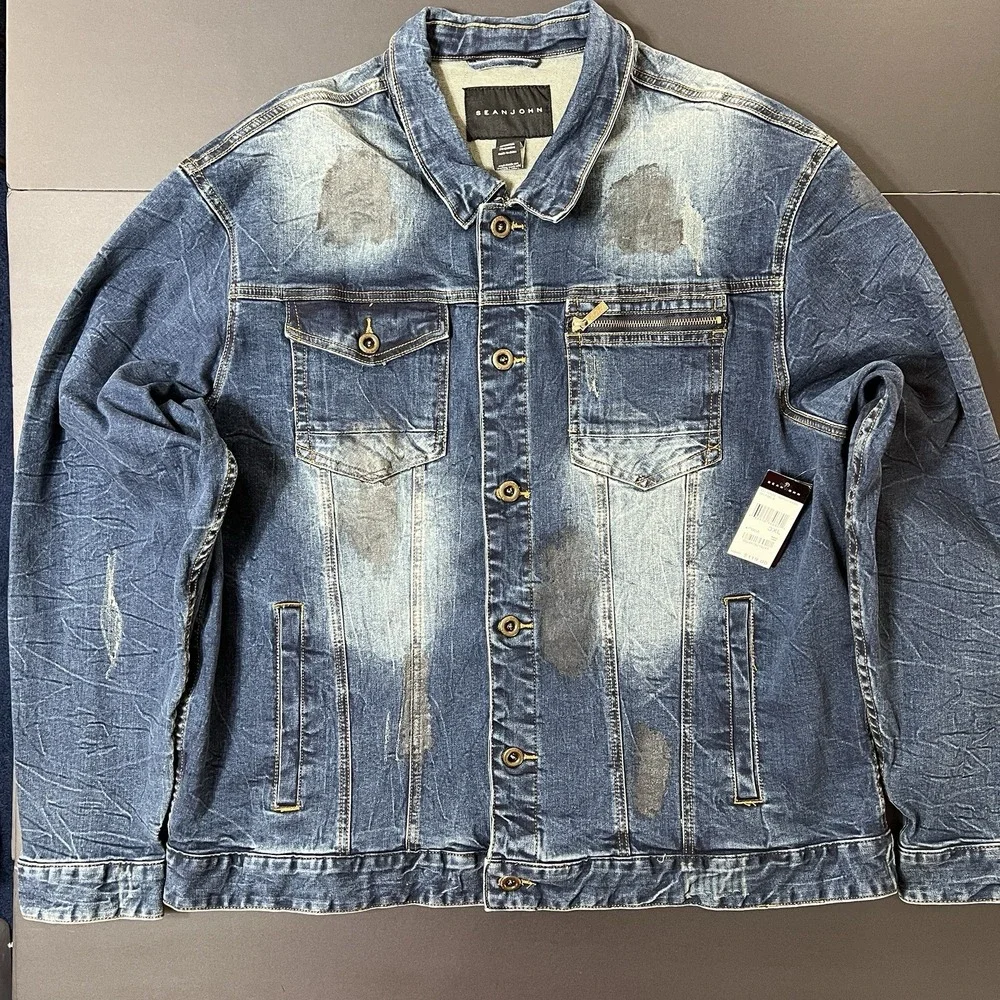 Sean John Jean Jacket Men's 3XL Medium Wash NWT‎ Y2K Designer Hiphop Retail $119